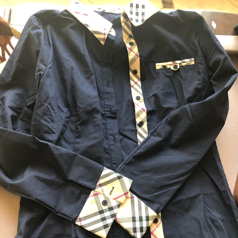 Long sleeve  plaid collar & cuff shirt size xl
